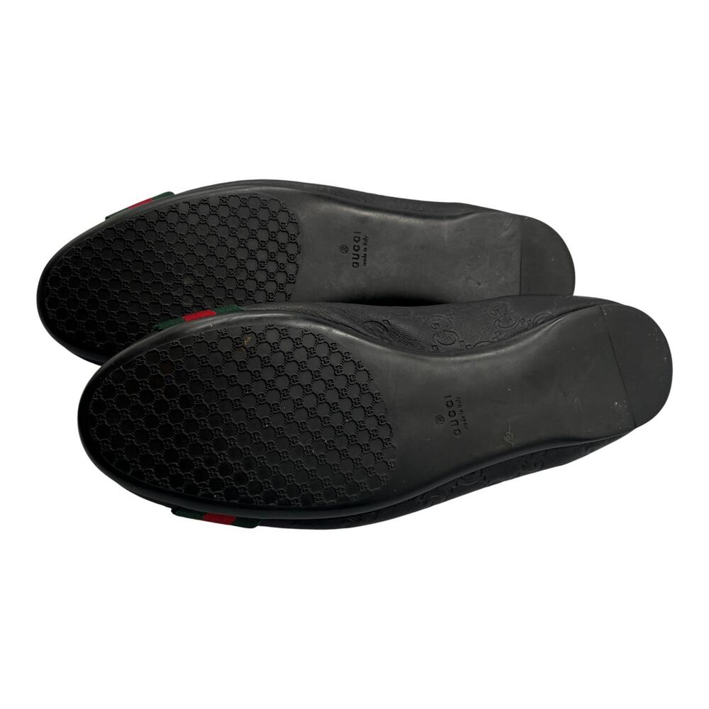 Gucci Guccissima Web Striped Leather Ballet Flats Shoes Black Size 38.5 US 8.5 - Picture 8 of 11
